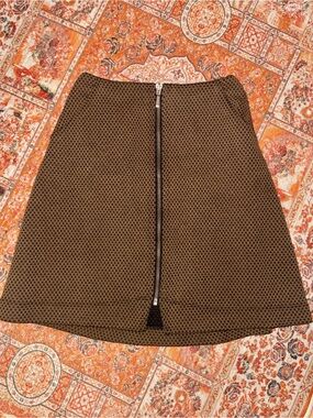 Charlotte Russe Brown Textured A-Line Skirt with Front Zip